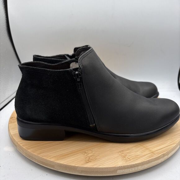NAOT Helm Black Leather Suede Ankle Boots Dual Zip EU41 US10 Comfort Walking - Picture 2 of 13